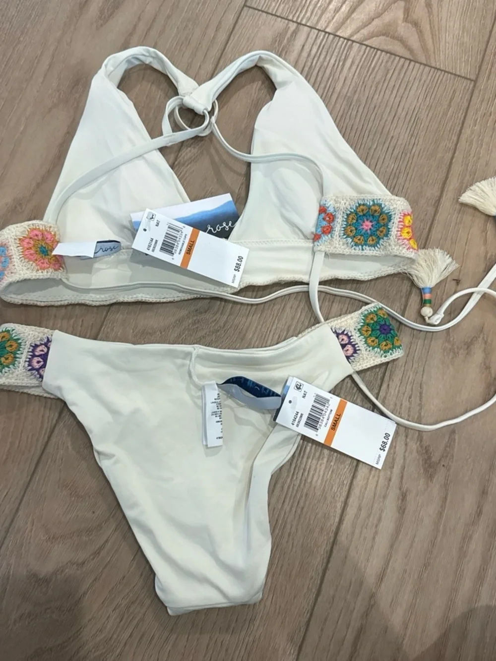 Cream Crochet-Trim Triangle Bikini Set - Women Intimates & Sleepwear